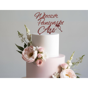 🎂 Dekoracja tortu topper Wieczór Panieński – personalizacja - ozdoba tortu roozowy /rozowe złoto - zdjęcie 4